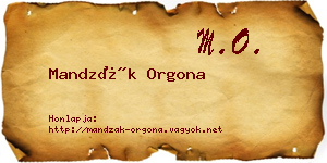Mandzák Orgona névjegykártya